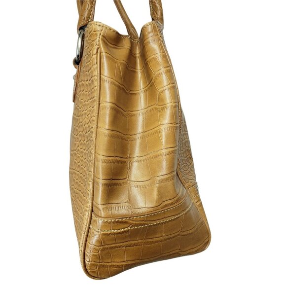 Tommy Hilfiger Tan/Light Brown Leather Shoulder Bag Purse Toe Faux Croc - Picture 7 of 8
